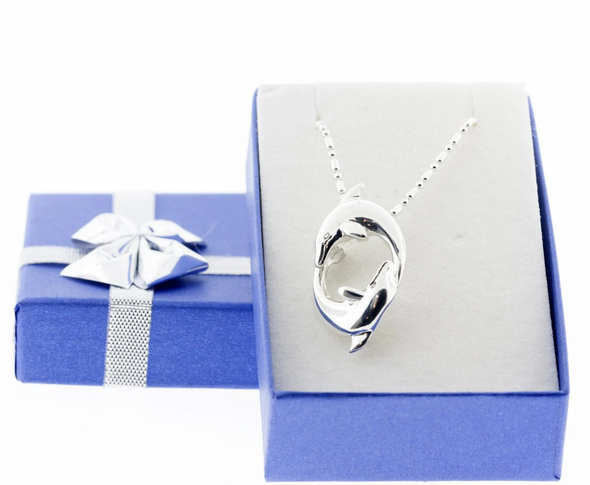 Silver Nose to Tail Dolphin Pendant