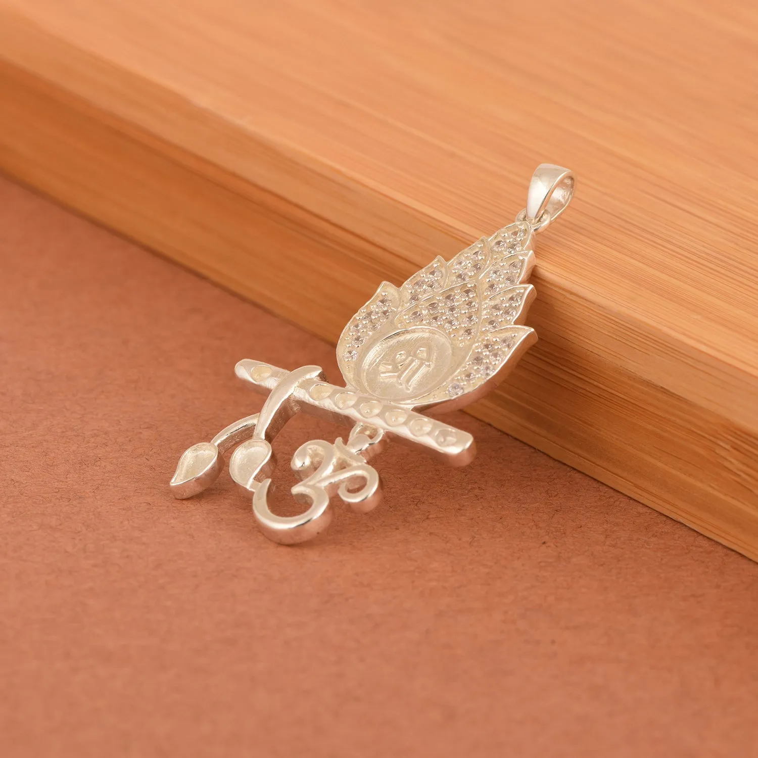Silver Om Necklace 925 Sterling Silver Om Shree Traditional Religious Pendant Handmade Jewelry