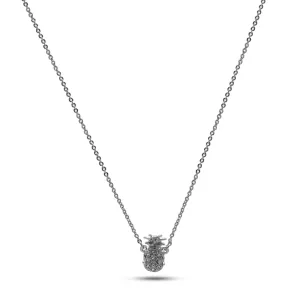 SILVER PINEAPPLE CRYSTAL SHORT PENDANT NECKLACE #SQXL191104S (LD25)