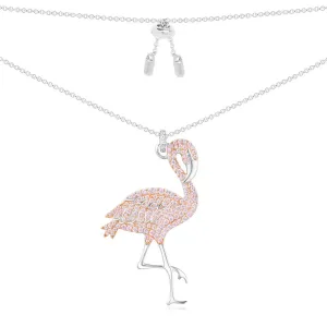 Silver Pink Flamingo Necklace