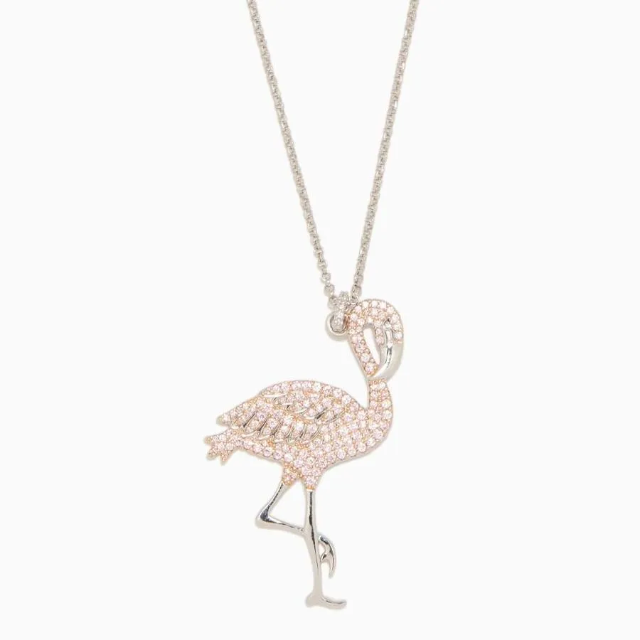 Silver Pink Flamingo Necklace