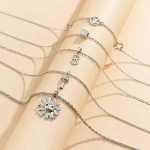 Silver-Plated Smiley & Sun Pendant Necklace Set