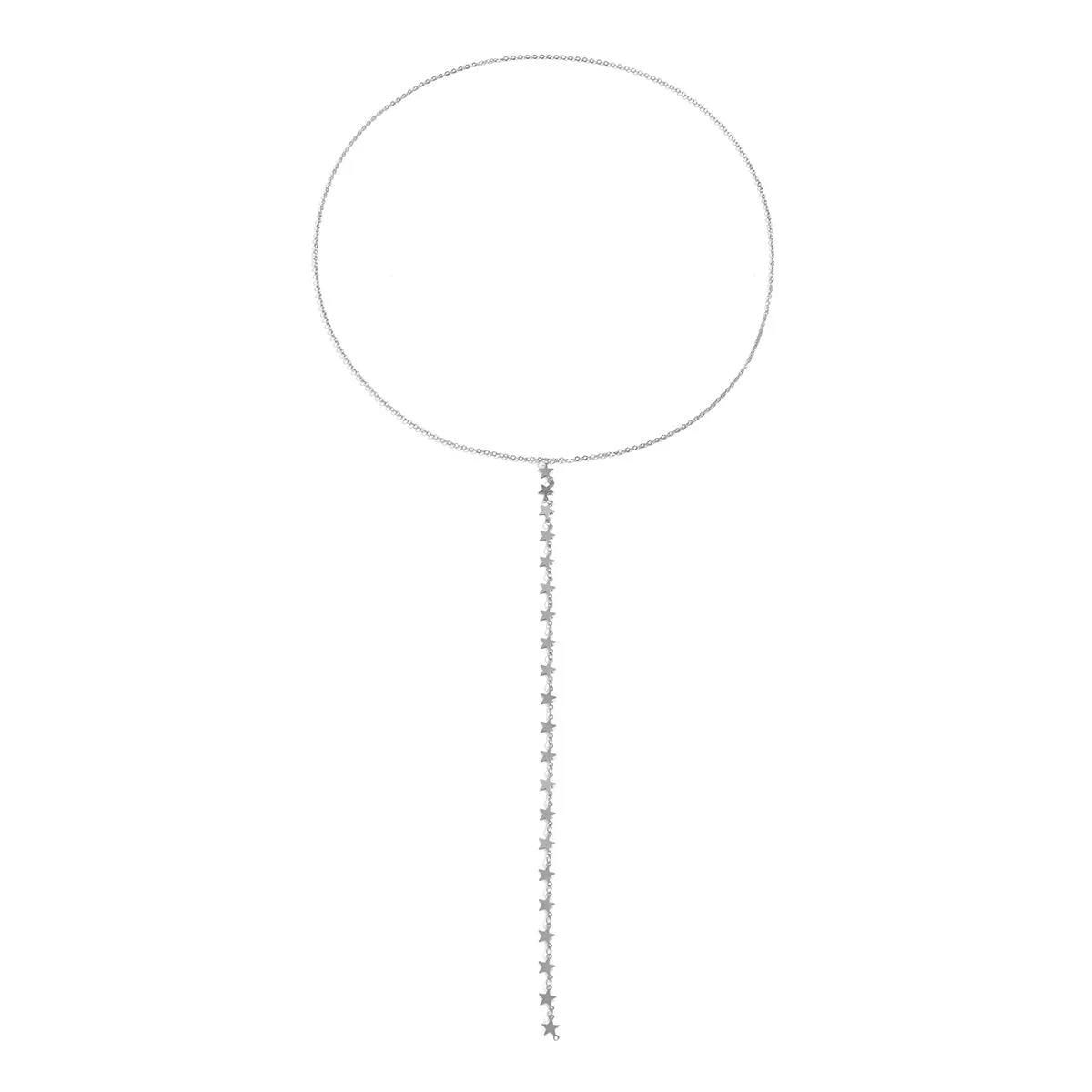Silver-Plated Star Chain Lariat Necklace