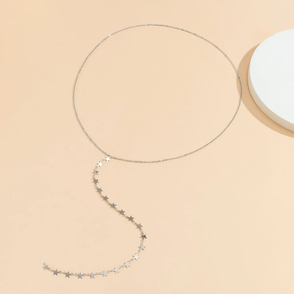 Silver-Plated Star Chain Lariat Necklace