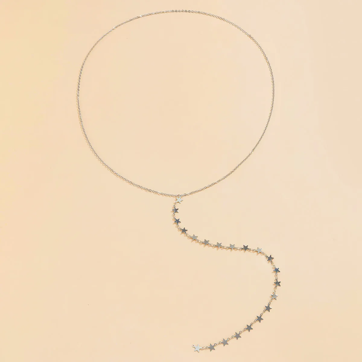 Silver-Plated Star Chain Lariat Necklace