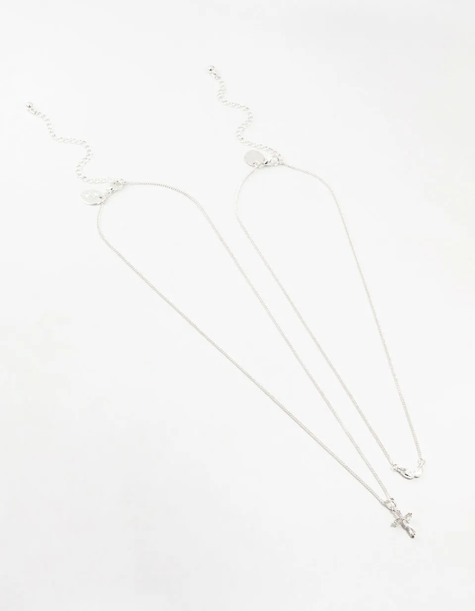 Silver Plated Wing & Diamante Cross Necklace