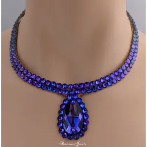 Simple pear in Ballroom Necklace in Heliotrope purple