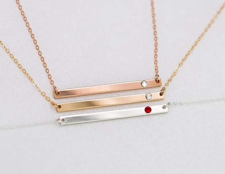 Skinny Long Bar with Birthstone, 1.5" Bar