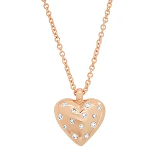 Small Diamond and Gold Puffy Heart Necklace