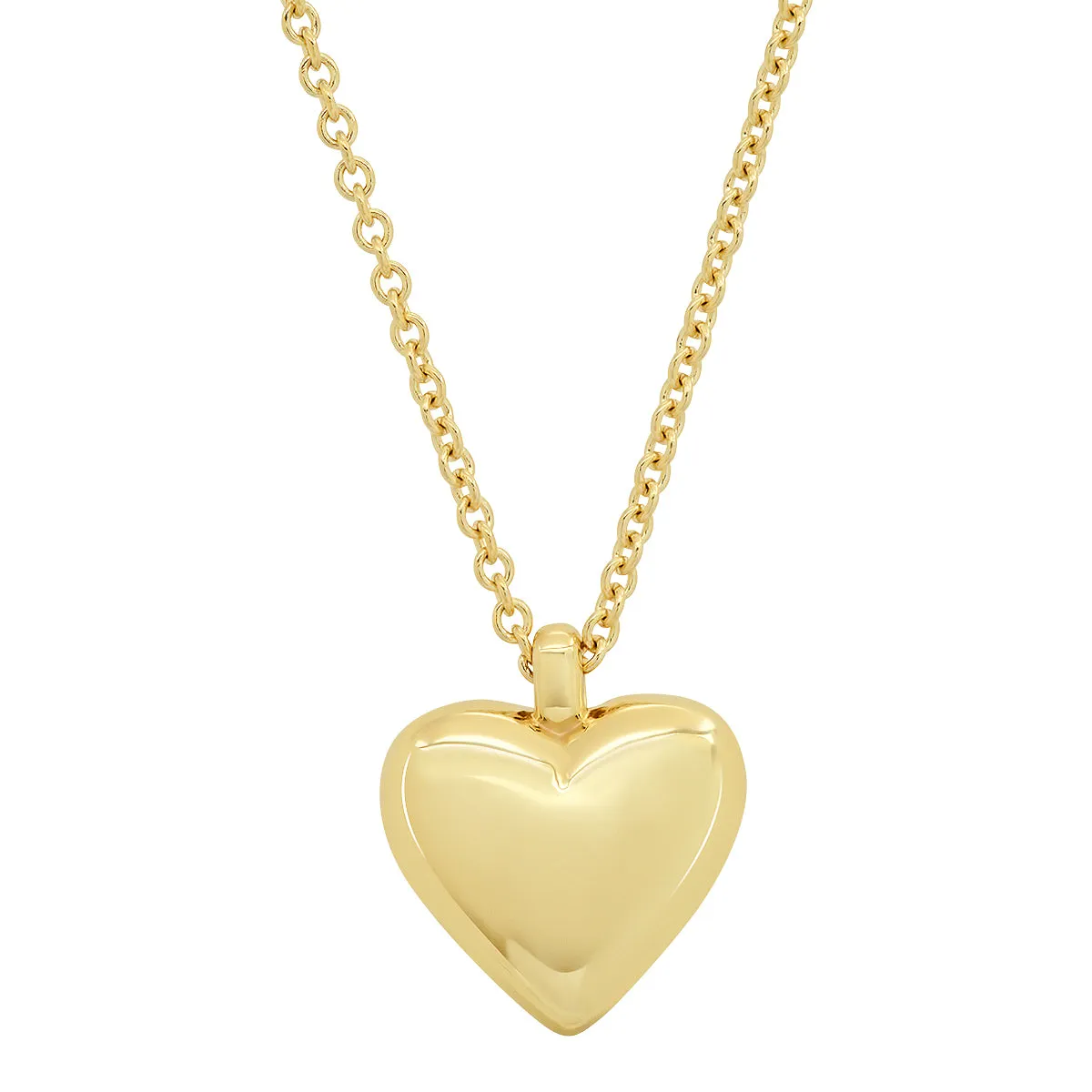 Small Diamond and Gold Puffy Heart Necklace