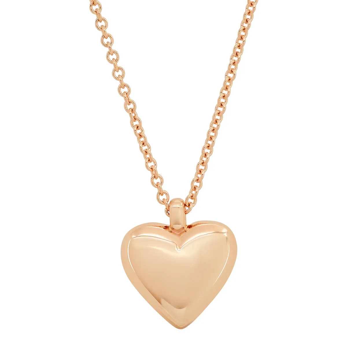 Small Diamond and Gold Puffy Heart Necklace