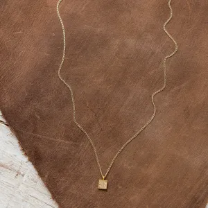 Small Pavé Diamond Square on Curb Chain in Gold