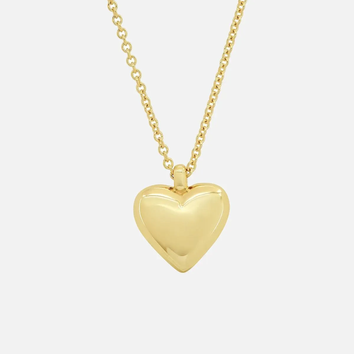 Small Reversible Diamond and Gold Puffy Heart Necklace