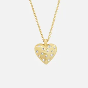Small Reversible Diamond and Gold Puffy Heart Necklace