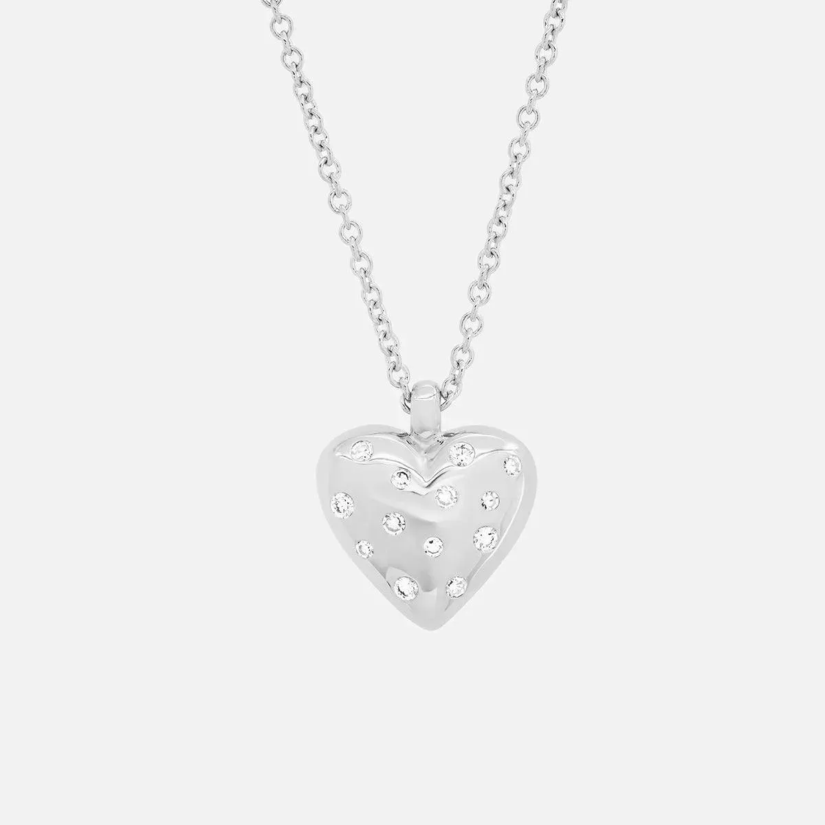 Small Reversible Diamond and Gold Puffy Heart Necklace