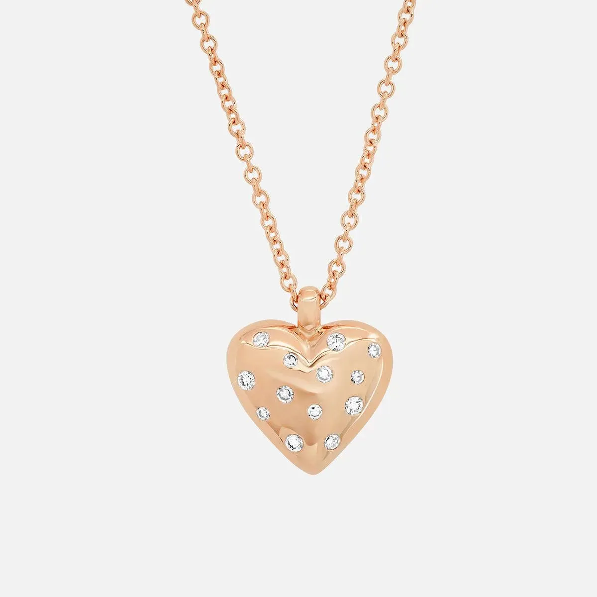 Small Reversible Diamond and Gold Puffy Heart Necklace