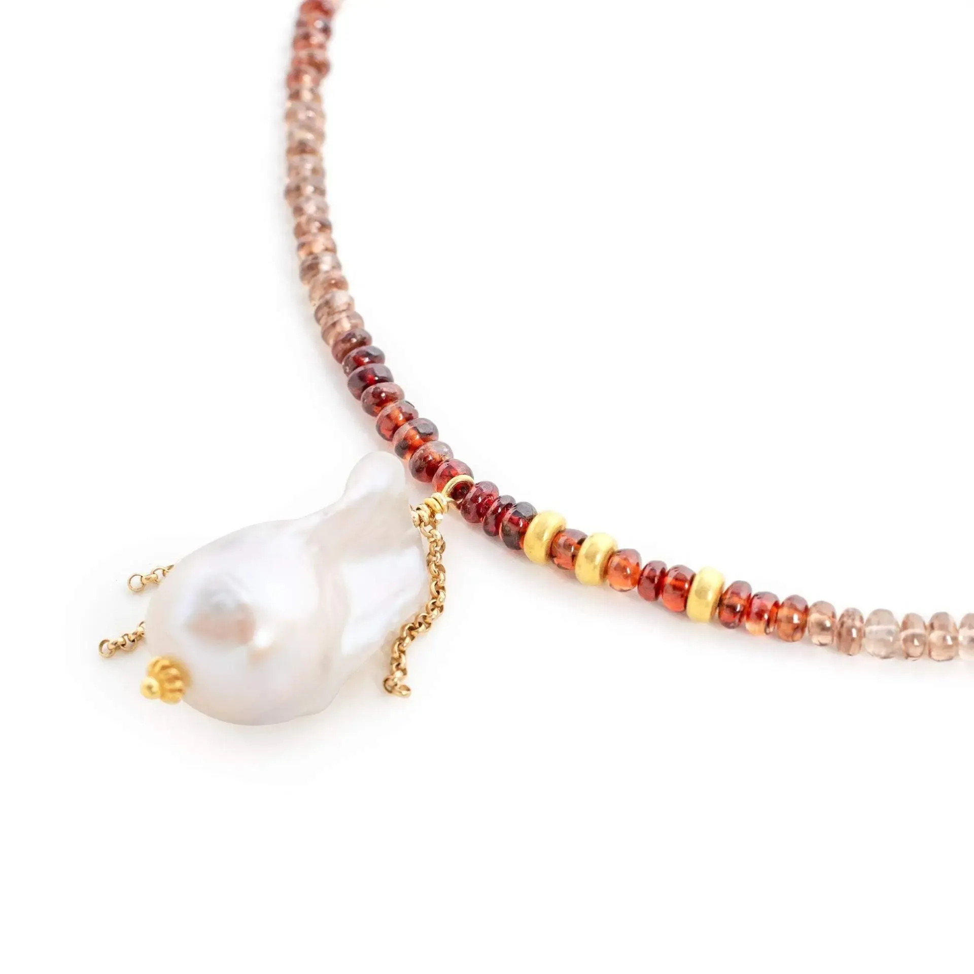 Smooth Cinnimon Gold Chain Baroque Drop Necklace
