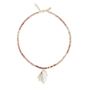 Smooth Cinnimon Gold Chain Baroque Drop Necklace