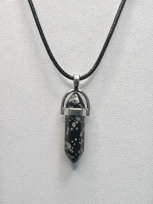 Snowflake Obsidian Pendant Necklace