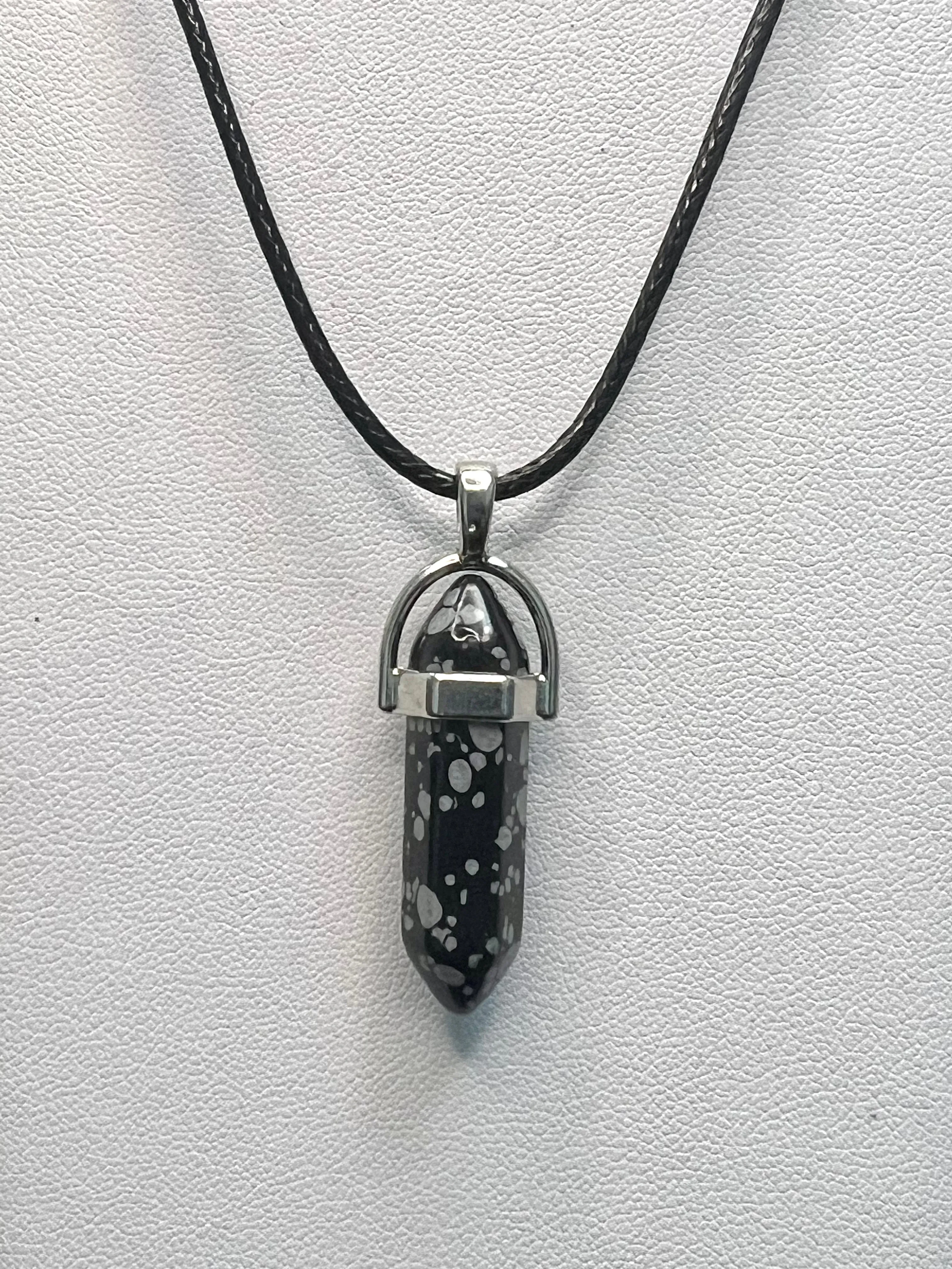 Snowflake Obsidian Pendant Necklace