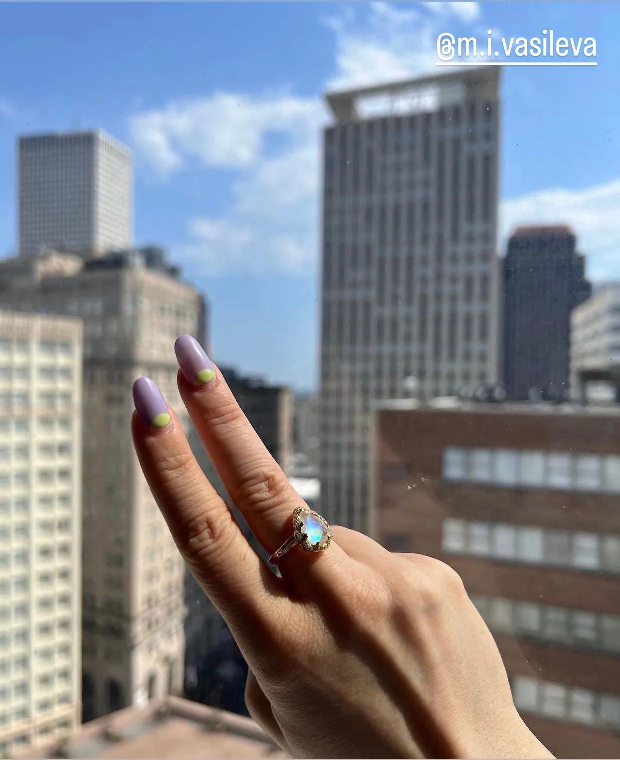 Sprinkled Pacific Moonstone Ring