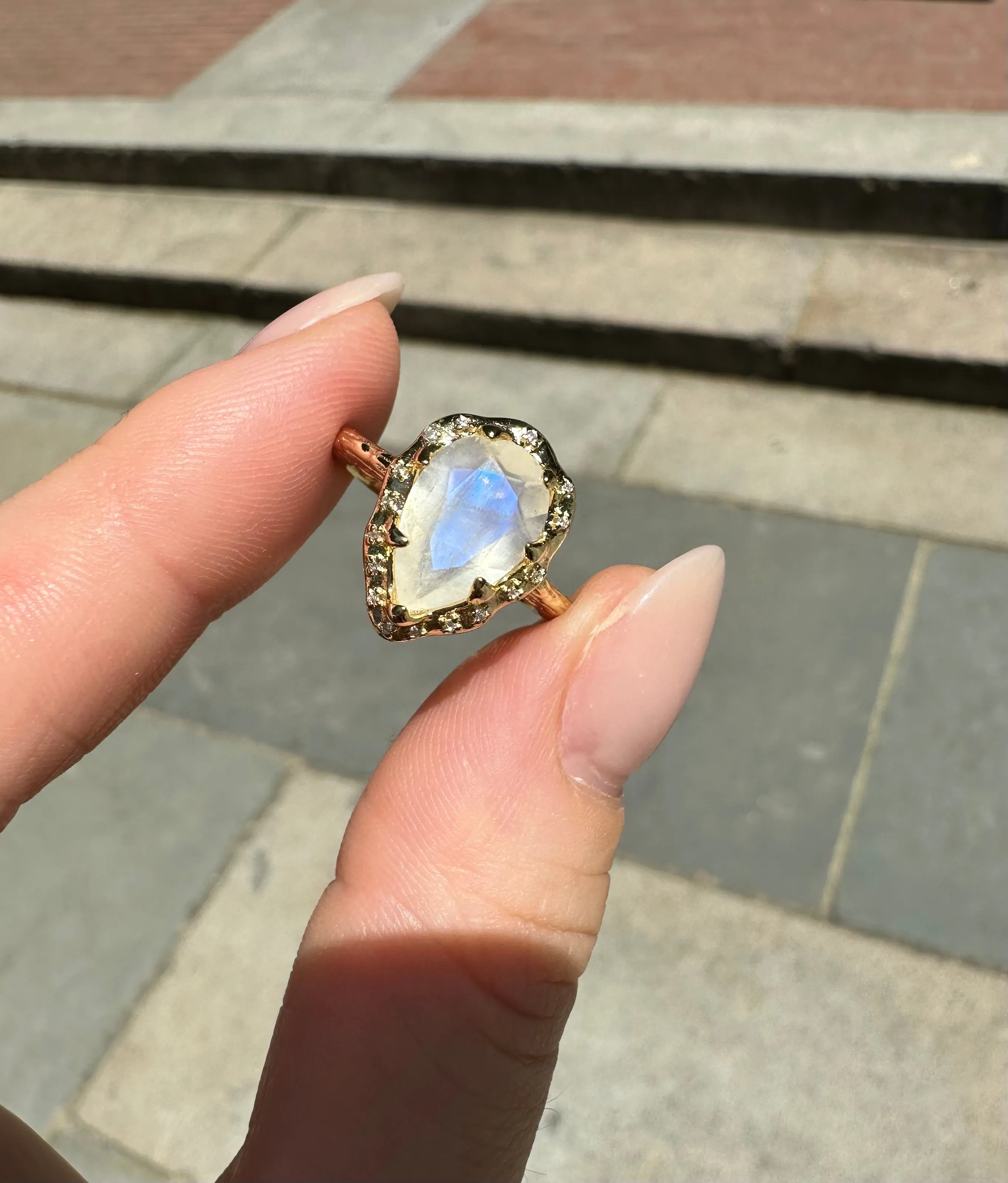 Sprinkled Pacific Moonstone Ring