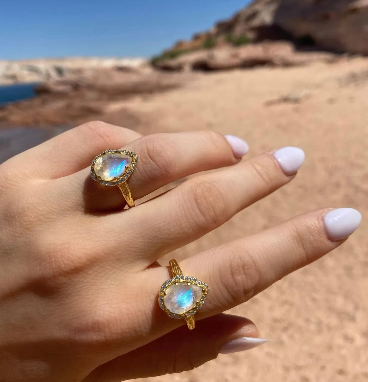 Sprinkled Pacific Moonstone Ring