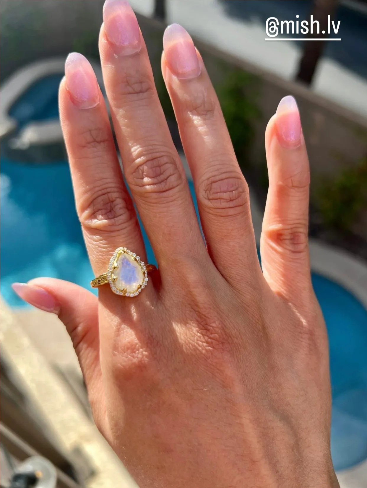 Sprinkled Pacific Moonstone Ring