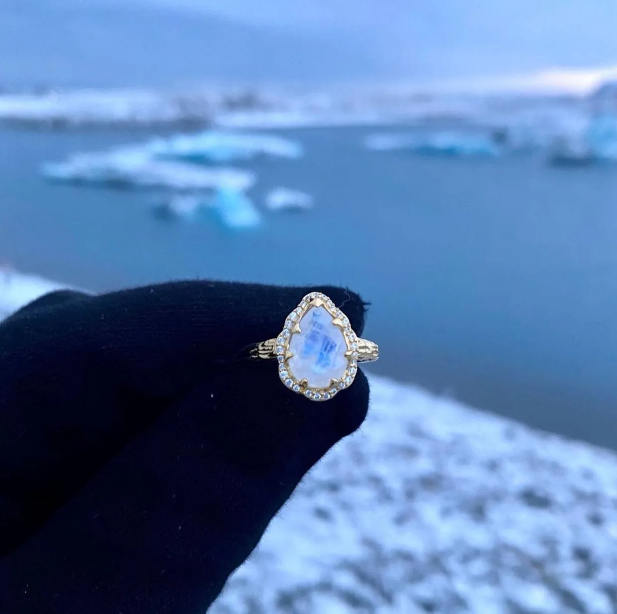 Sprinkled Pacific Moonstone Ring