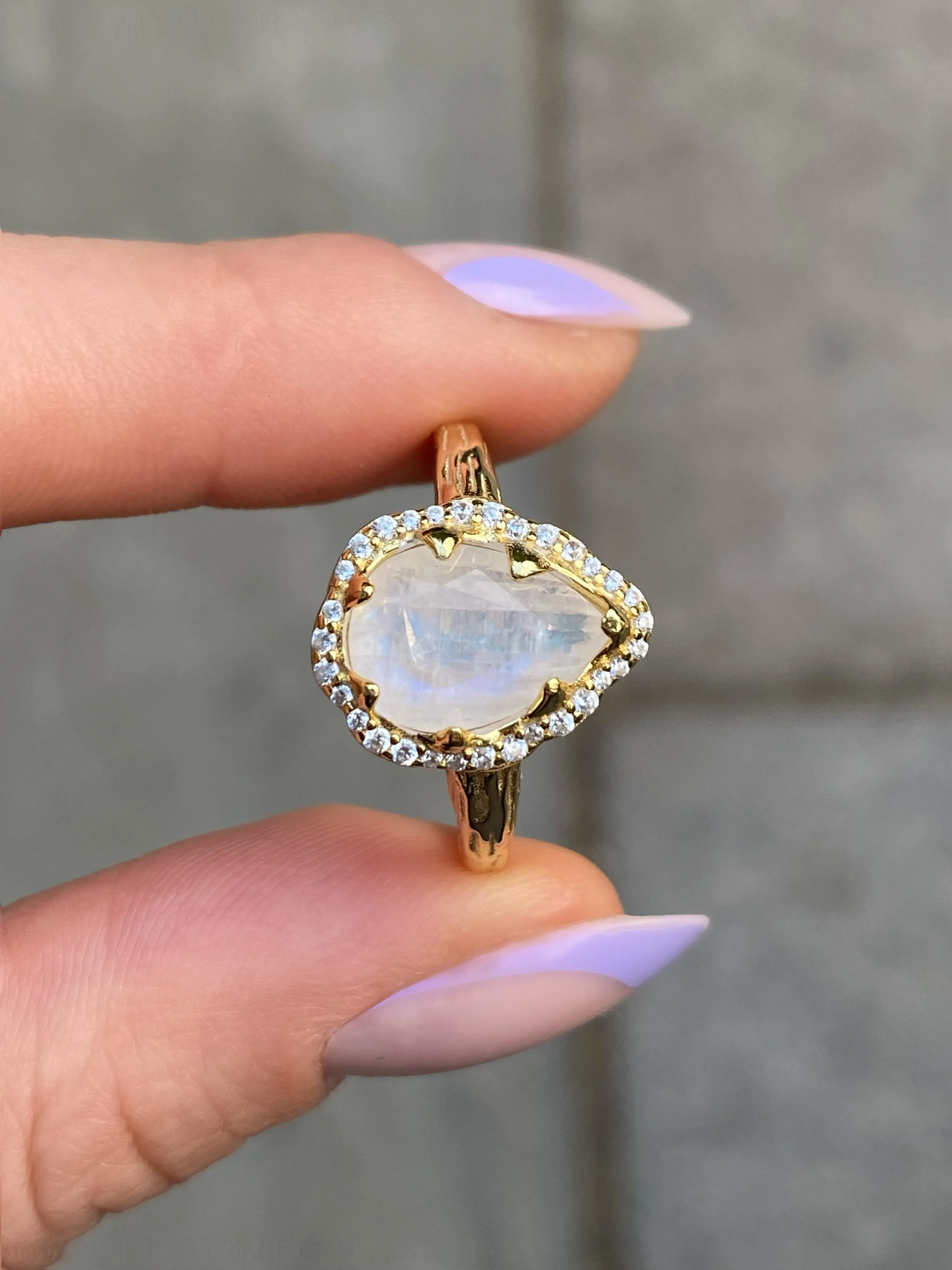Sprinkled Pacific Moonstone Ring