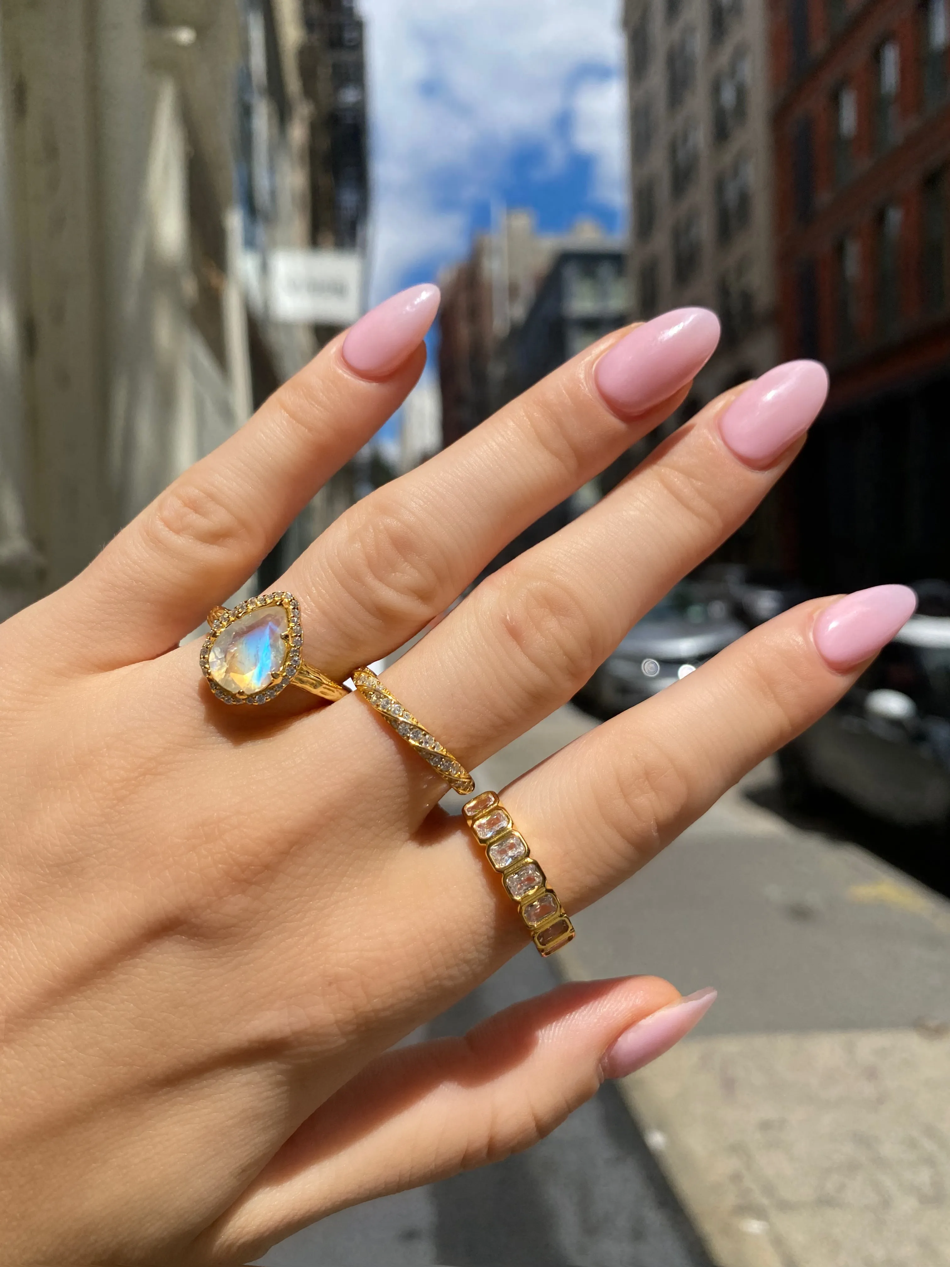 Sprinkled Pacific Moonstone Ring