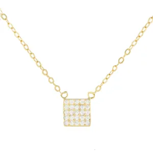 Square Pavé Pendant Necklace