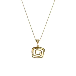Square Swirl Gold Fill Pendant Necklace