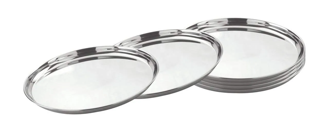 Stainless Steel Round Thali (Dinner Plates) Set of 6