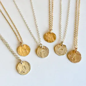 Stamped letter disk necklace -1disk