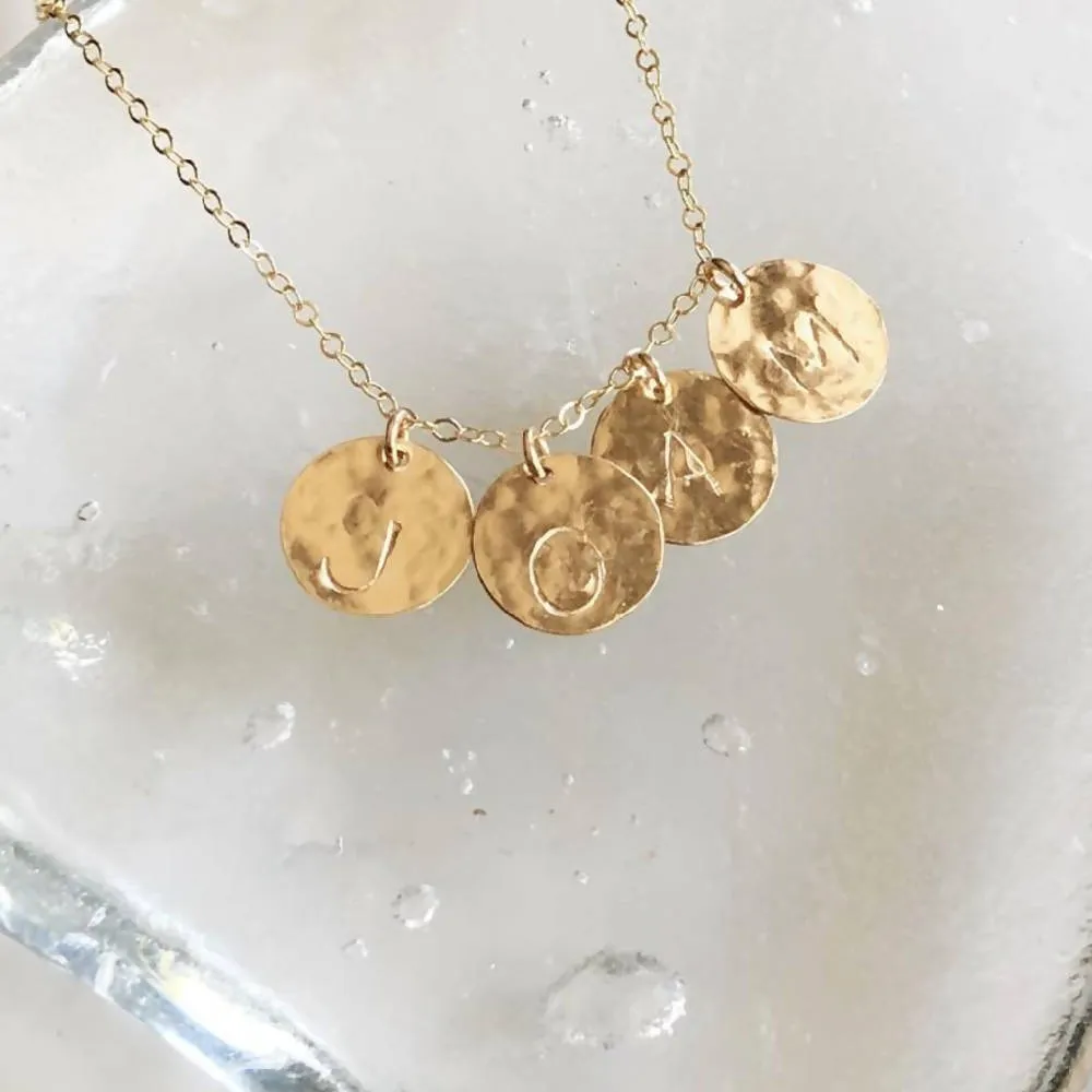 Stamped letter disk necklace -1disk