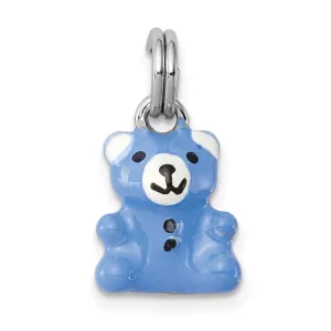 Sterling Silver Blue Enamel 3D Teddy Bear Charm