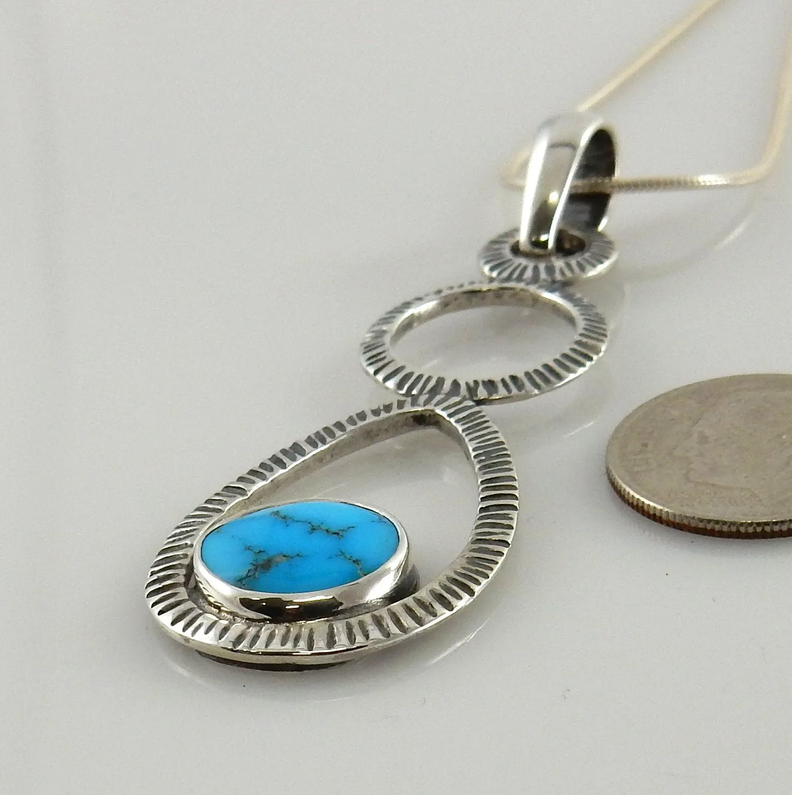 Sterling Silver Blue Turquoise Textured Pendant