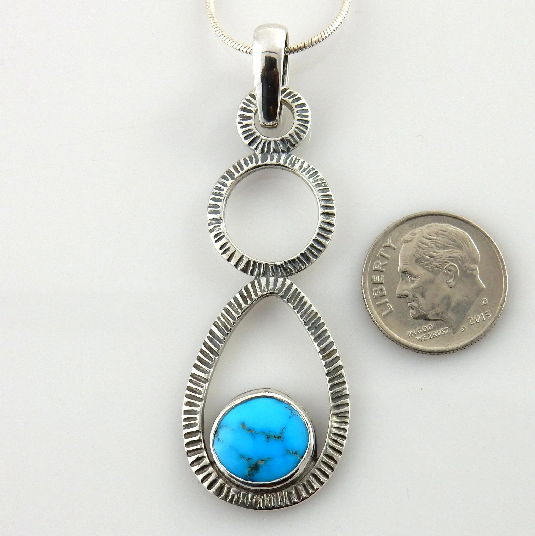 Sterling Silver Blue Turquoise Textured Pendant