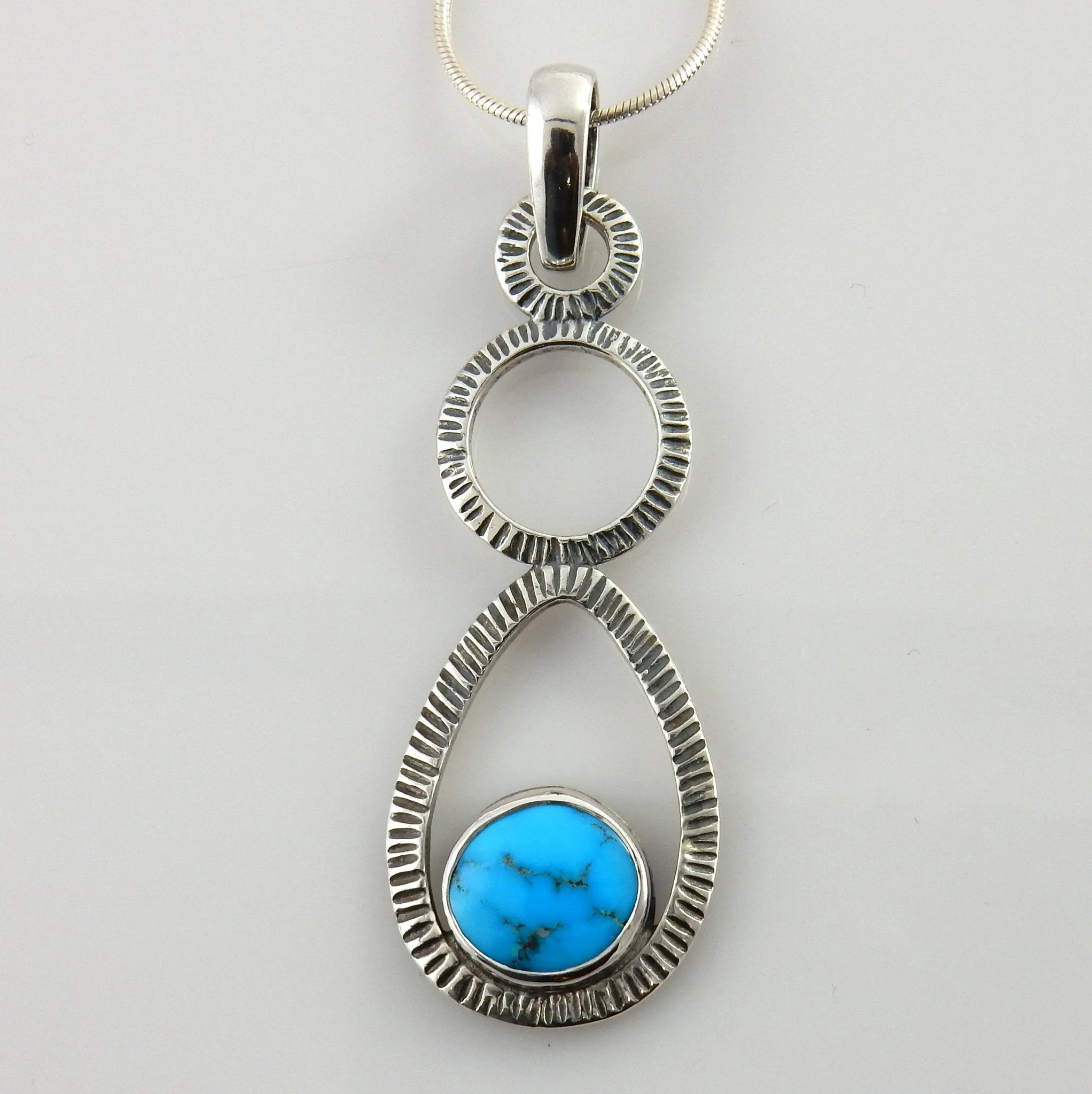 Sterling Silver Blue Turquoise Textured Pendant