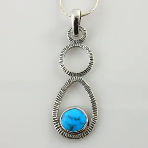 Sterling Silver Blue Turquoise Textured Pendant