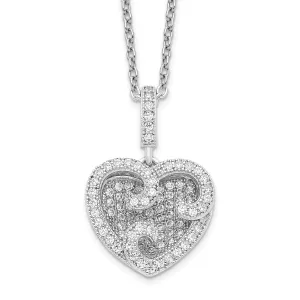 Sterling Silver Cubic Zirconia Heart Necklace