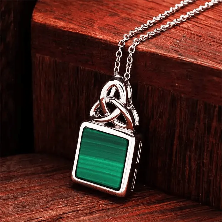 Sterling Silver Malachite Trinity Pendant with Chain SP2331
