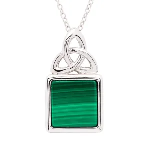 Sterling Silver Malachite Trinity Pendant with Chain SP2331