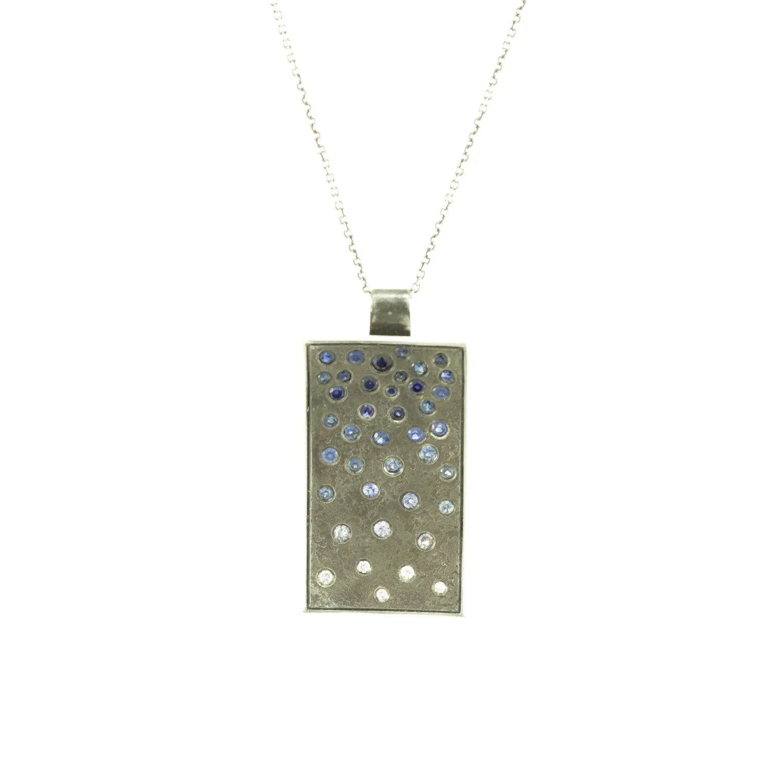 Sterling Silver Ombré Necklace with Blue Sapphires and White Diamonds