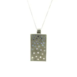 Sterling Silver Ombré Necklace with Blue Sapphires and White Diamonds
