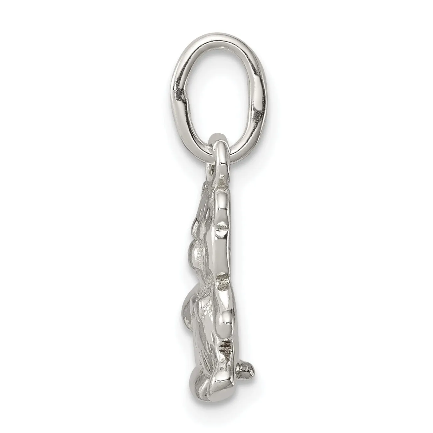 Sterling Silver Polished 3-D Teddy Bear Pendant