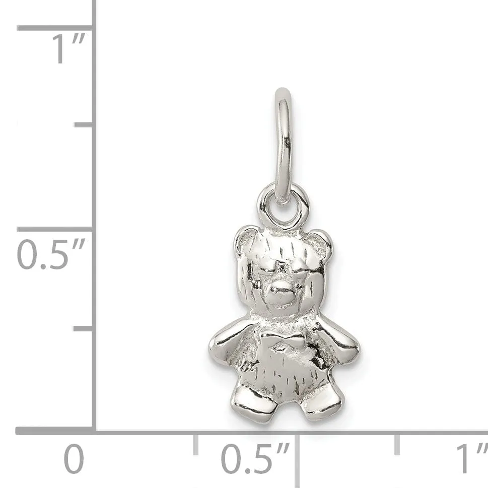 Sterling Silver Polished 3-D Teddy Bear Pendant