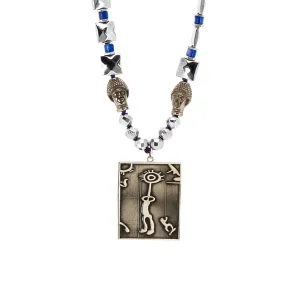Sterling Silver Spiritual Shaman Pendant Silver Hematite & Buddha Beaded Necklace