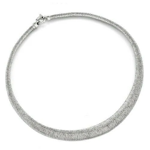 Sterling Silver Textured Ring Collar Necklace 18"